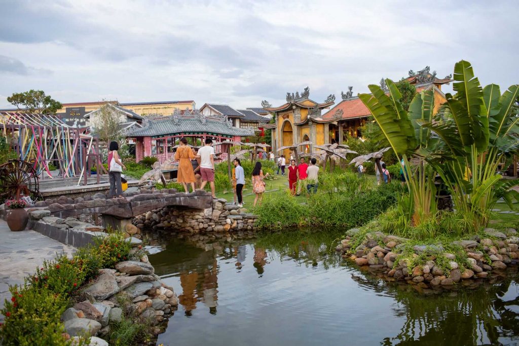 Entrance area of Hoi An Impression Theme Park in the evening
