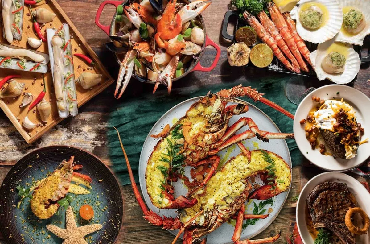 Fresh seafood in the coastal city