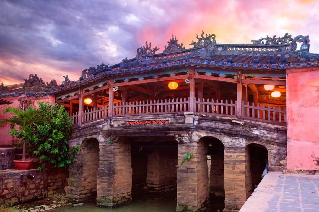 The historic Japanese Covered Bridge in Hoi An Vietnam
